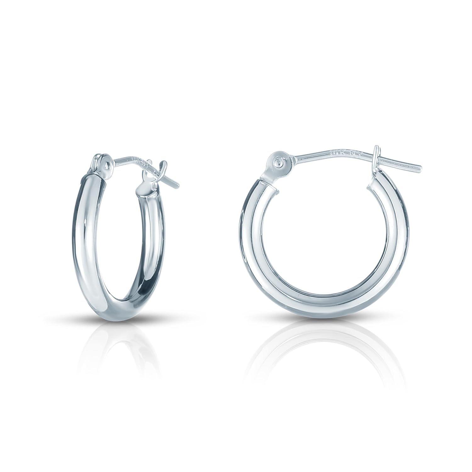 Olivias Collection 14k White Gold Bright Polished Hoop Earrings 12-50x2 0mm Piercing to Lobe Upper-Lobe for a Woman