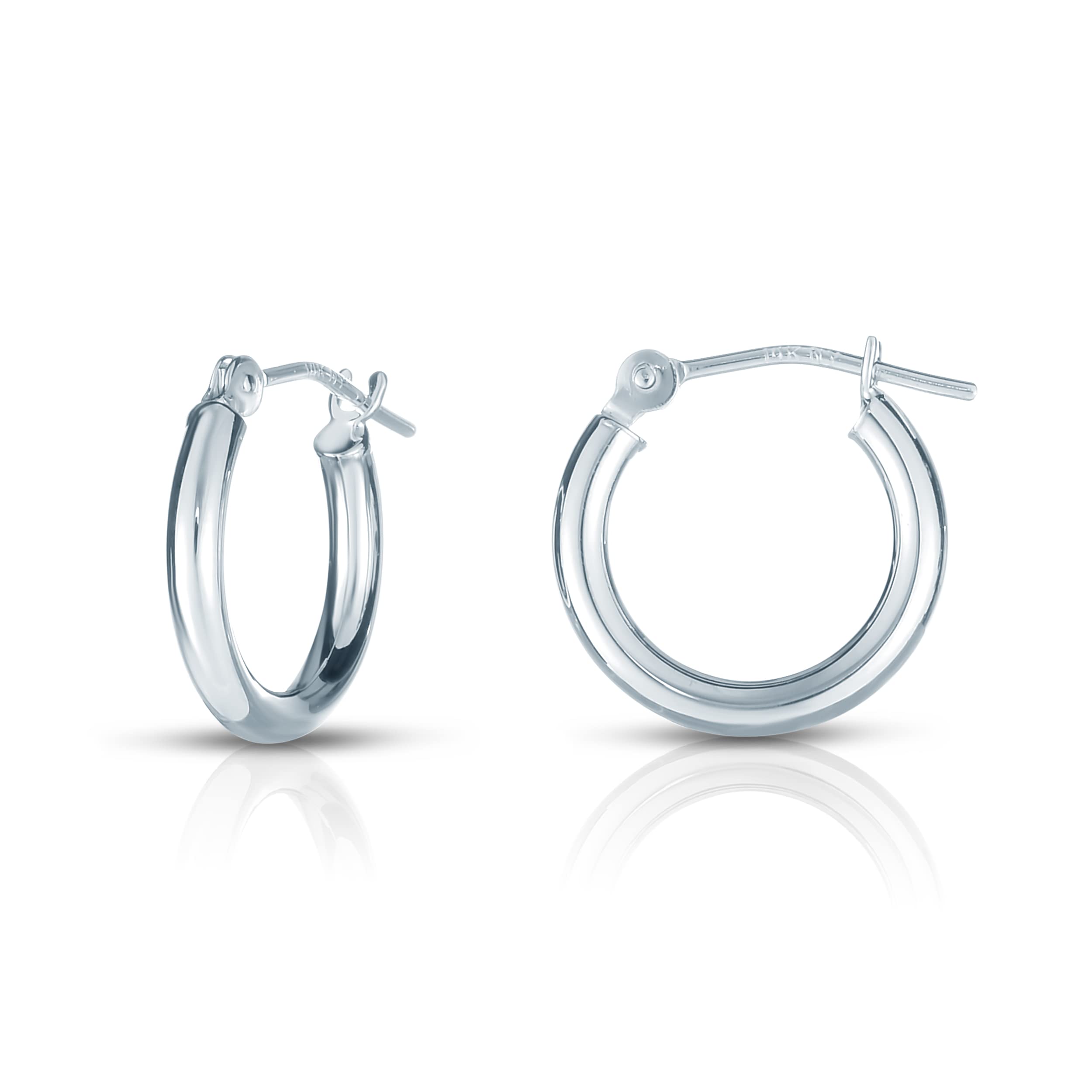 Olivias Collection 14k White Gold Bright Polished Hoop Earrings 12-50x2 0mm Piercing to Lobe Upper-Lobe for a Woman