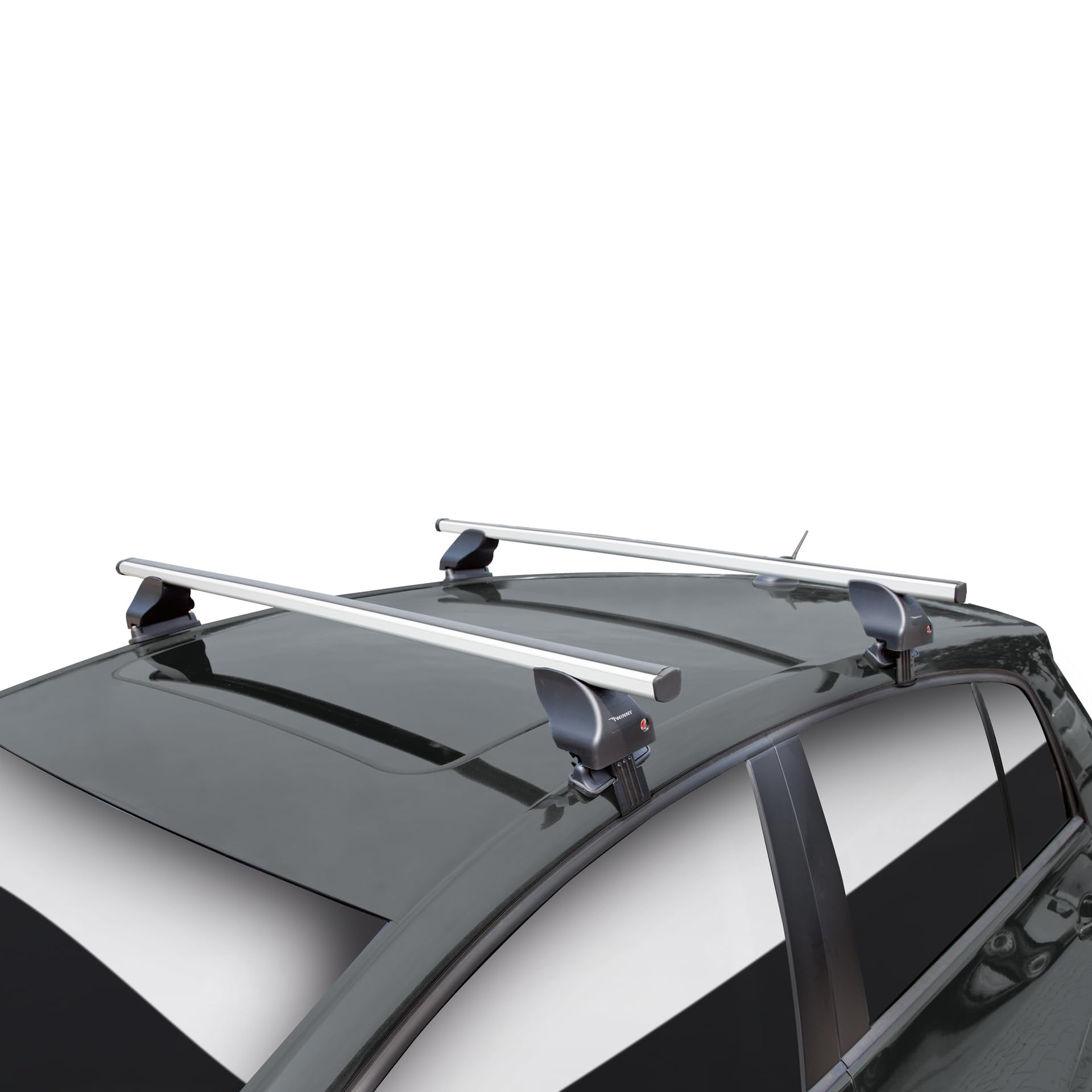 Twinny Load K02842599 Juego Techo de Aluminio A99 para diverso Modelos con Barras longitudinales Cerrados o pequeños Abiertos, Plata