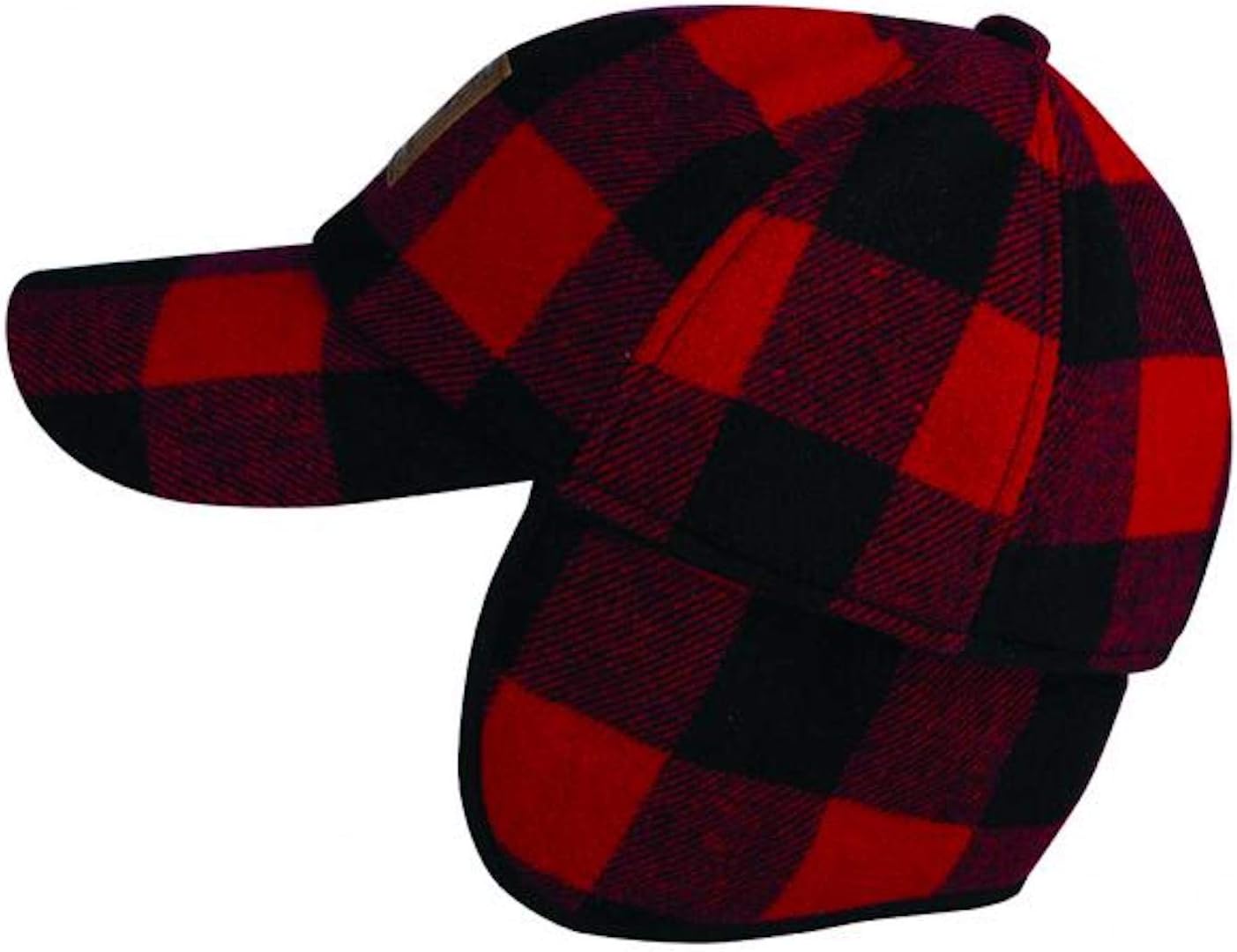 Ultra Warm Red Buffalo Plaid Wool Hunting Cold Weather Hat Baseball Cap with Ear Flaps to Size 2X