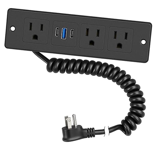 Drawer Outlet with Spring Cord, 20W Fast Charging Recessed Power