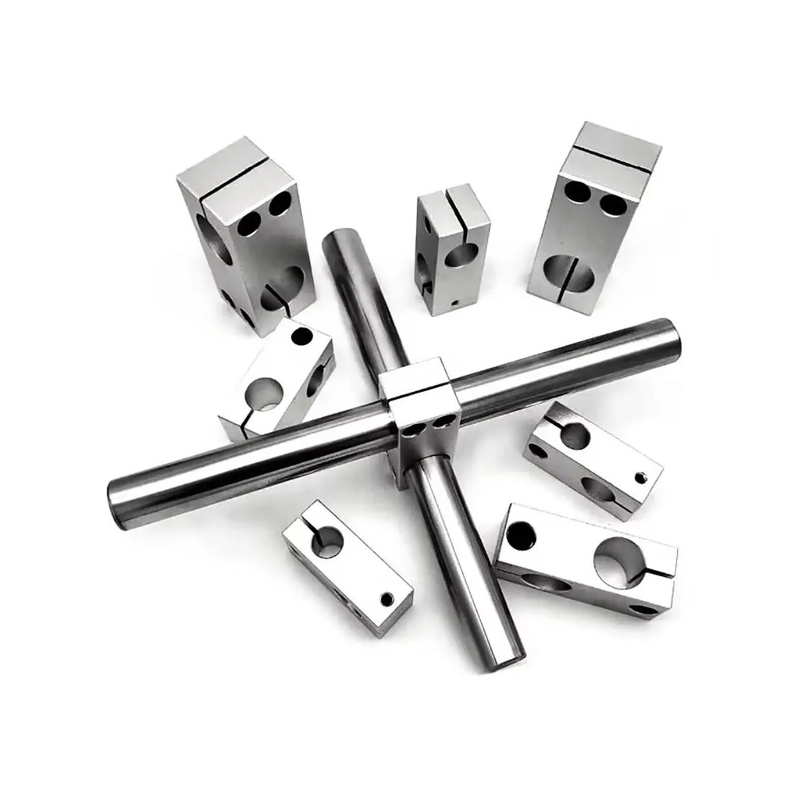Weldric One Color Vertical Fixed Diameter Fastening 1Pcs Optical Axis Pillar Fixing Clamp Vertical Fixed Diameter Cross Block Steel Pipe Bracket Same/Different(Same 6X6mm)