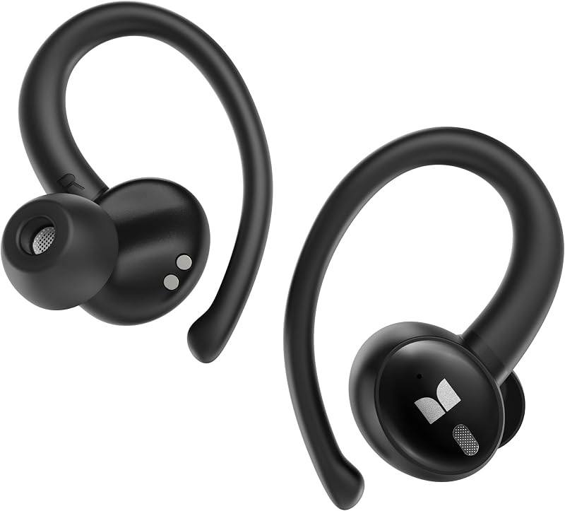 Monster N-Lite 216 Wireless Earbuds, Sports Earbuds with Earhooks, Noise Cancelling Headset, Stereo Deep Bass Over Ear Buds 48H Playtime, IPX6 Waterproof Earphones for Sports/Running/Workout（Black）