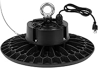 Vista 3 de Q QINGCHEN Luz blanca cálida de 3000 K 2800 K LED de alta bahía de 100 W, certificado ETL de espectro completo UFO High Bay LED Shop Light