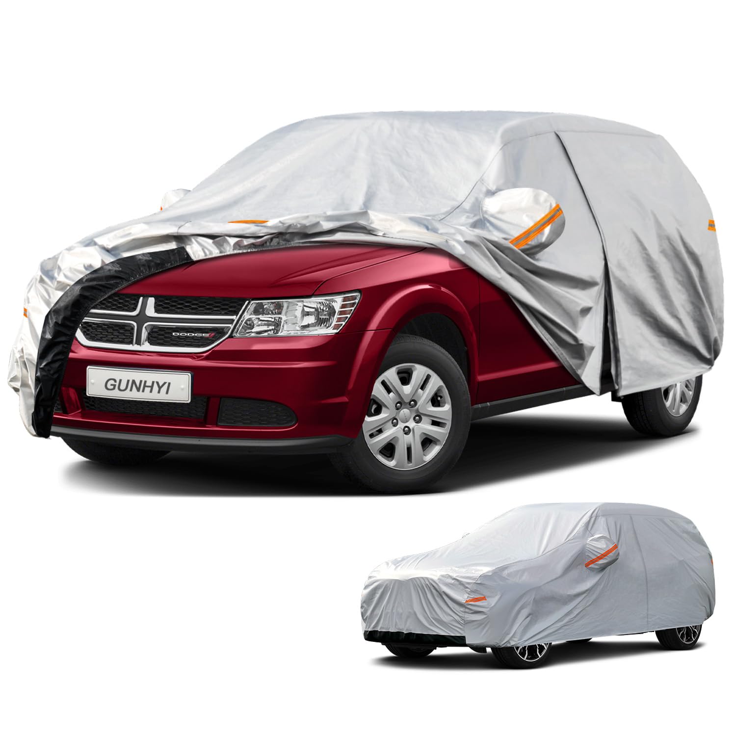 GUNHYI 6 Layers SUV Car Cover Custom Fit Dodge Journey (2008-2020) | All-Weather Waterproof Heavy-Duty Fabric, scratch-proof cotton lining, outdoor sun/rain/snow/wind/dust protection.