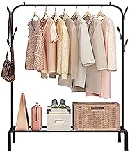 Lukzer | Freestanding Metal Cloth Stand with Bottom Storage Shelf & Coat Hanger | Heavy-Duty Garment Rack for Bedroom, Laundry, Entryway & More | Black | 40 x 110 x 148 cm | Model No. MGS-001