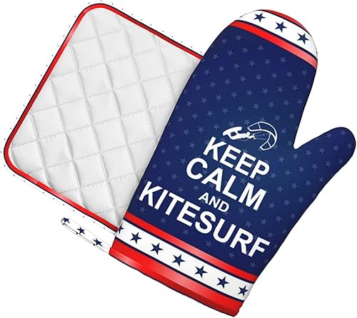 Miniatura 2 de Keep-Calm-and-Kitesurf Gifts for Women Men Oven Mitts and PotHolders Sets 2 Pcs Kitchen Oven Glove Heat Resistant Pot Holders for Kitchen - Non-Slip