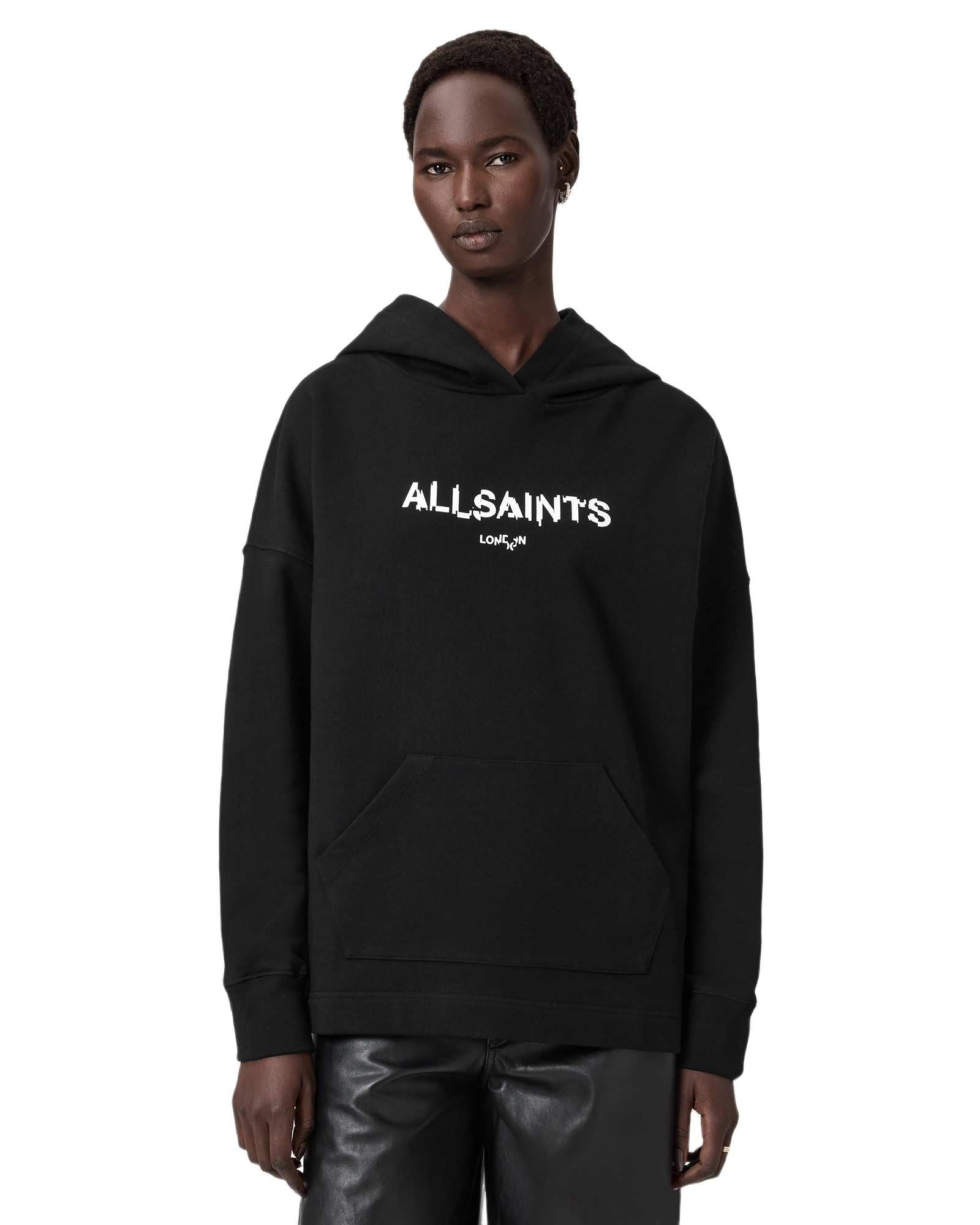 AllSaints Bluza z kapturem Static Etie, Czarny, L