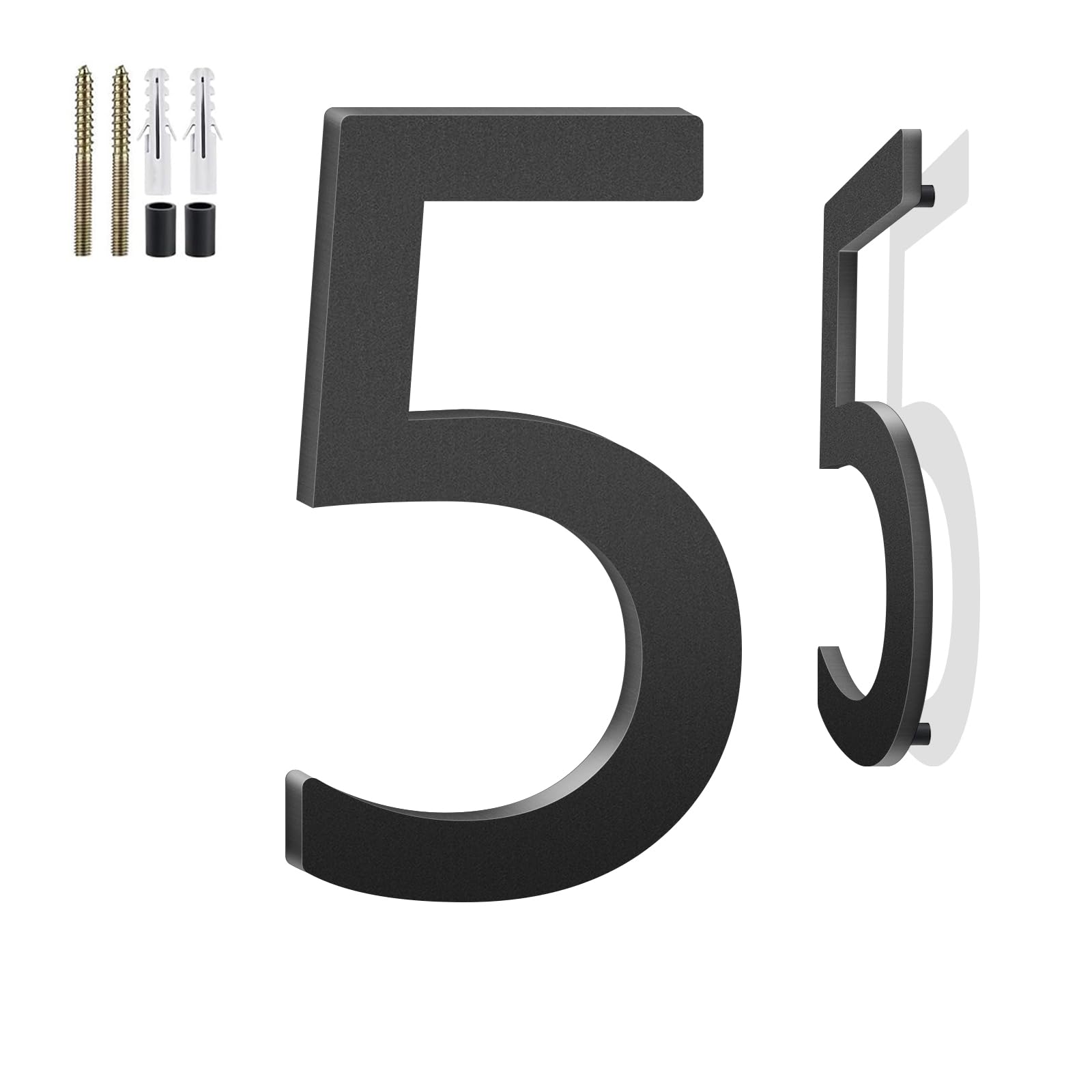 12 Inch Floating House Numbers and Metal Letters for Outdoor Signs, House Numbers for Outside, Aluminum Address Letters and Numbers for Door, Mailbox, Garden, Perfect for Home or Office (Number 5) — image 1