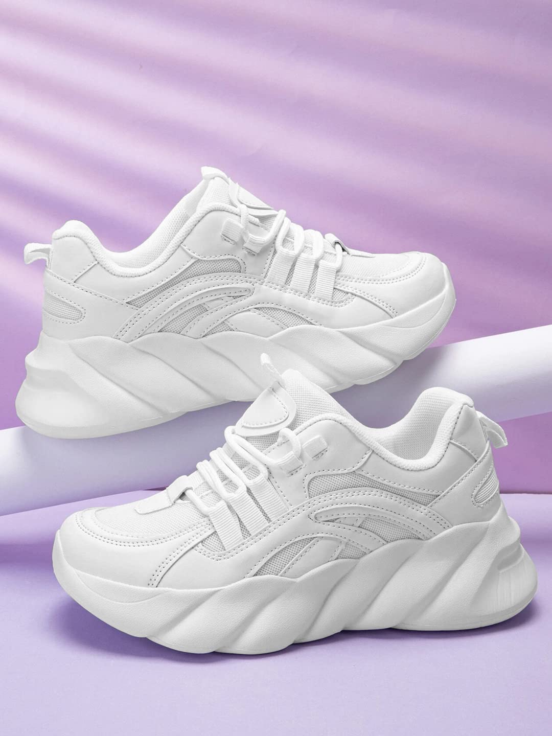 Shoetopia Smart Casual Comfortable White Sneakers for Women & Girls /UK7 2 61IHDlN+4eL. SL1440