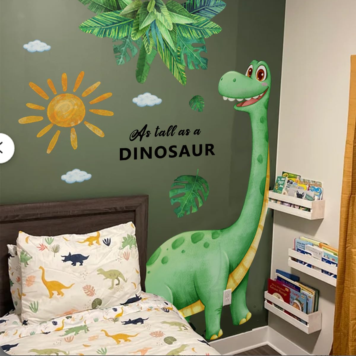 Large Dinosaur Wall Stickers, Peel and Stick Boho Dinosaur Palm Tree Wall Decals - Image 3