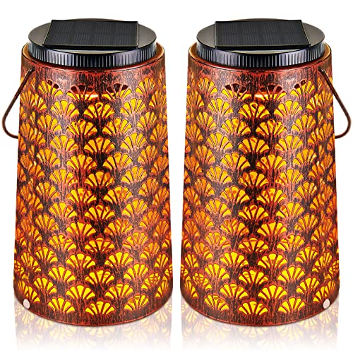 Jsot Christmas Solar Lanterns Outdoor Waterproof,2 Pack Halloween Hanging Lantern Decorative Metal Outdoor Lights For Backyard Porch Patio Table Yard Balcony Lawn Pathway Tree 2 Modes Warm/Cool White #TOP7
