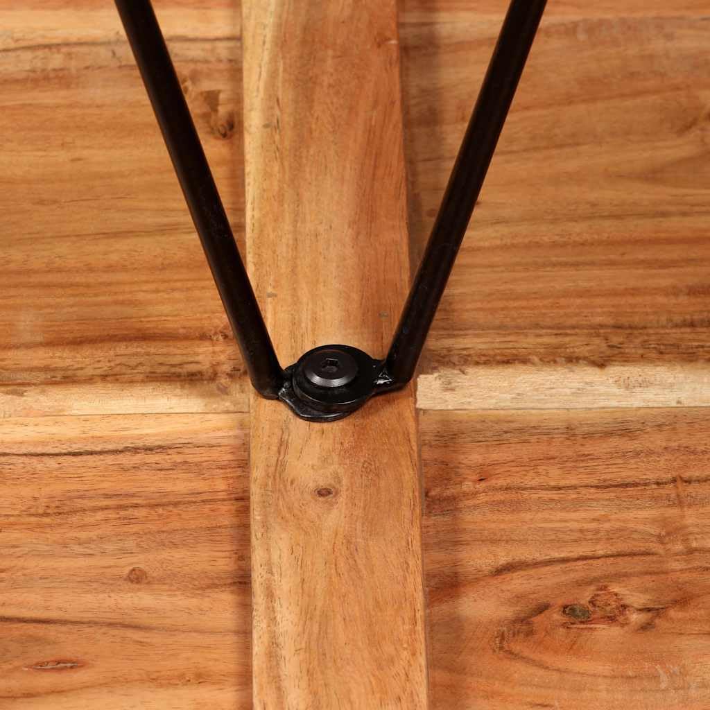 Ensemble de mobilier de Bar en Bois d'acacia Massif avec tabourets en Cuir véritable et Toile pour Maison, Bar ou Restaurant, Style Industriel, Livraison Facile