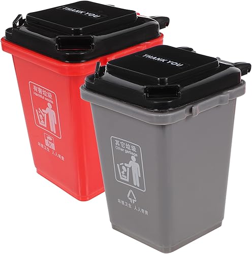 Alipis Mini contenedores para encimera, 2 unidades, mini bote de basura y reciclaje en la acera, cubo de basura en la acera, para lápices, vasos de