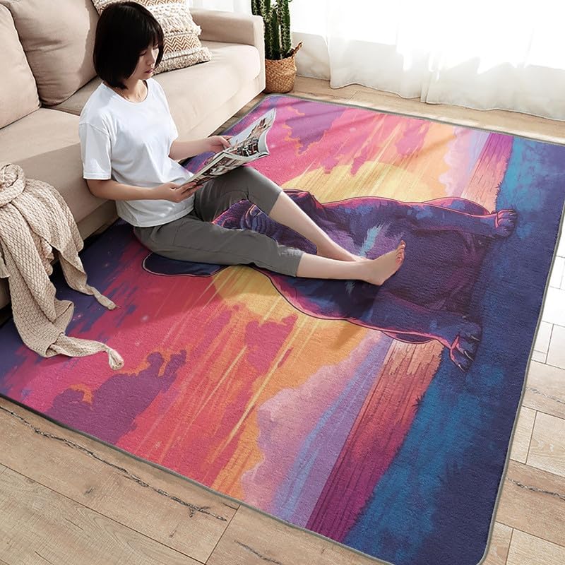 Miniatura 4 de Alfombras lavables para sala de estar, dormitorio, alfombra negra de bulldog francés y decoración del hogar, alfombra de área para perros de 5 x 8