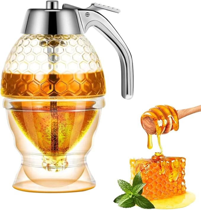 crayfomo Honey Dispenser, No Drips Honey Jar Dispenser 8 Oz