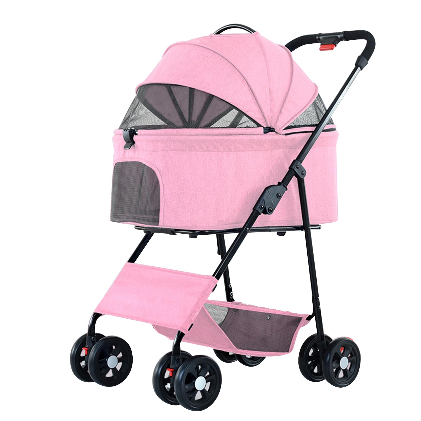 Cochecito para Mascotas 3 En 1, Cochecito para Perros De Tamaño Mediano Y Pequeño, Cochecito para Gatos Grande con Transportador Desmontable para Viajes Y Acampadas,Linen Pink