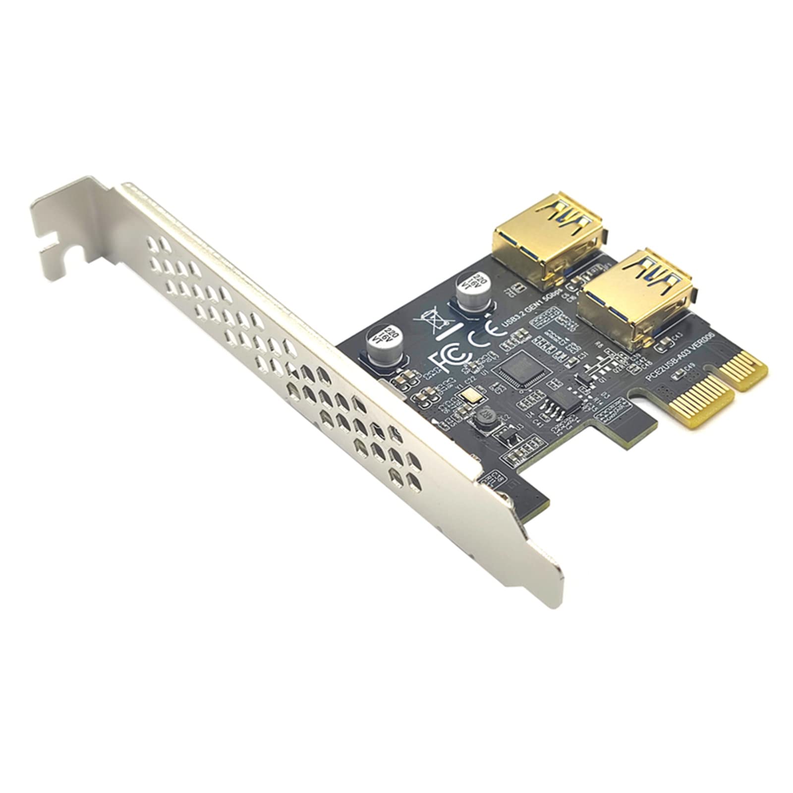 USB 3.2 5Gbps PieceIE Card PieceI Express 2.0 X1 to USB3 Expansion Adapter PieceI E USB Riser Card Gold 2 Port USB3.0 for Piece