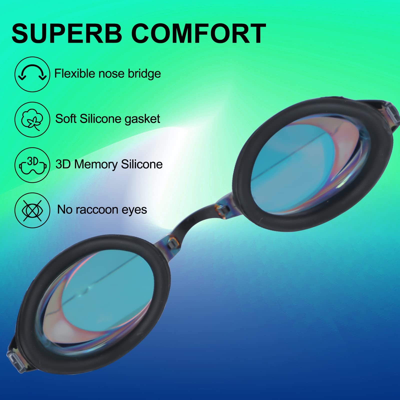 Confezione da 2 occhialini da nuoto Pro con protezione UV anti-appannamento anti-appannamento, leggeri da competizione, per adulti, donne, uomini, ragazzi, bambini
