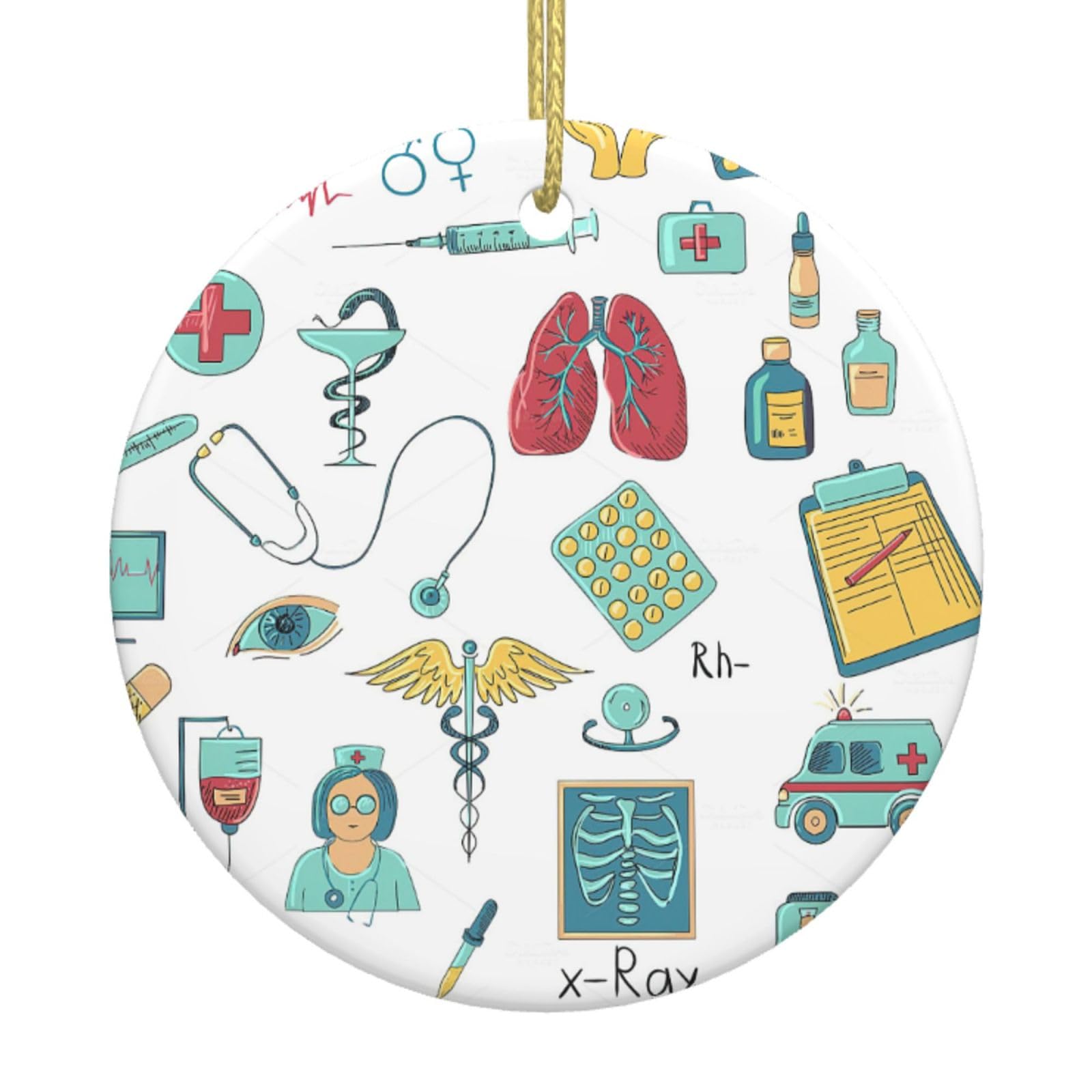 Abstraction Biology Chemistry4 Print Christmas Ornaments, Ceramic Hanging Ornament, Round Shape Decorations