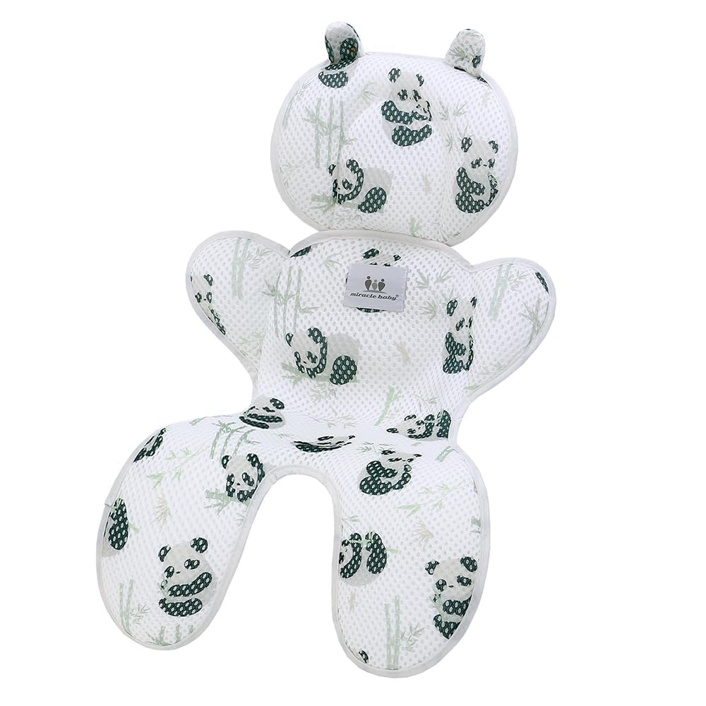 TERRIFI Baby 3D Mesh Stroller Seat Liner Pad, Breathable Stroller Liner Insert Cover, Panda Bamboo Design, Comfortable Stroller Cushion Pad for Baby Infants