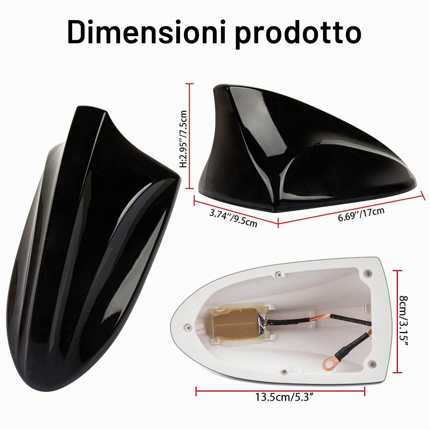 Psler® Antenna del Segnale Radio Della del Pinna di Squalo per Compass/Renegade 2017-2023(Nero)