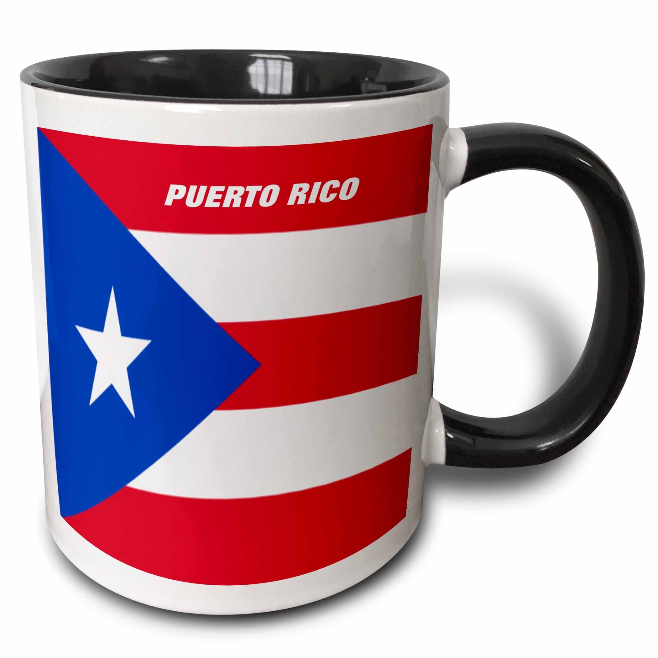3dRose mug_45062_4 "State Flag Of Puerto Rico" Two Tone Black Mug, 11 oz, Multicolor
