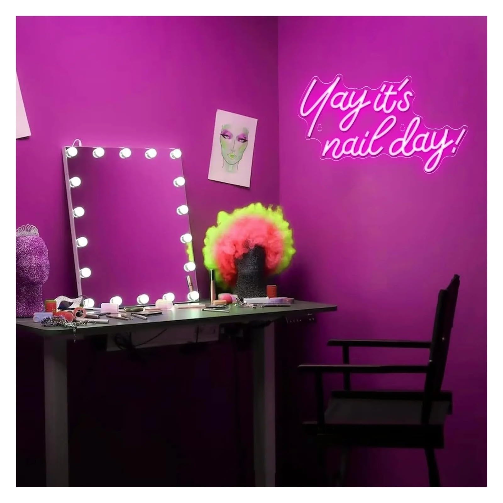 Decoración Lámparas Yay, Es El Día De Las Uñas Letrero Neón