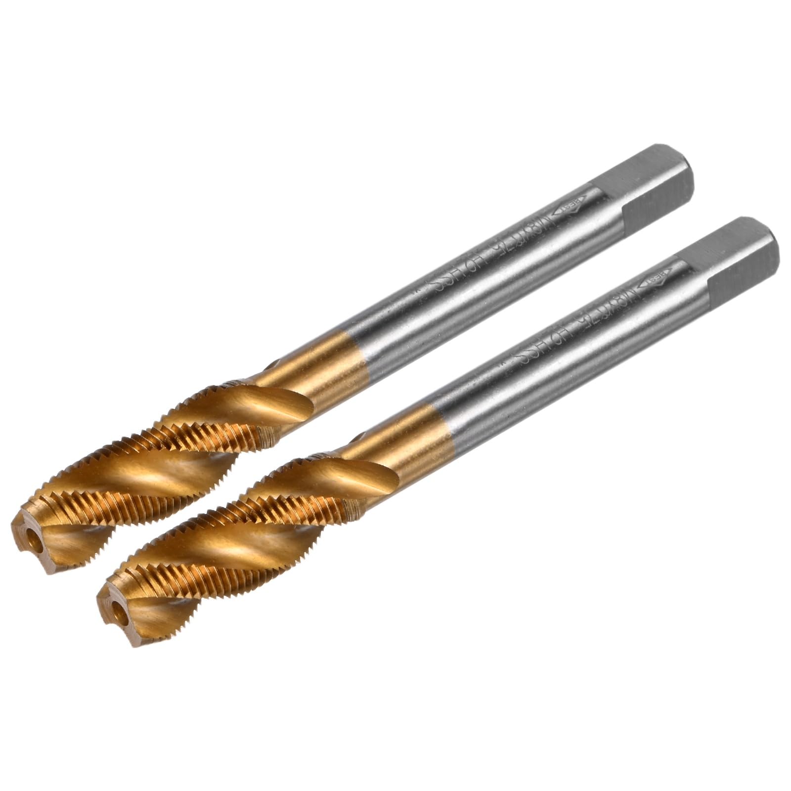 M METERXITY 2-Pack M8x0.75mm Metric Spiral Flute Thread Tap, HSS Titanium Coated Right Hand Threading Tap Screw for Drilling/Milling Machines/CNC Machine Tools, Tapping Tool