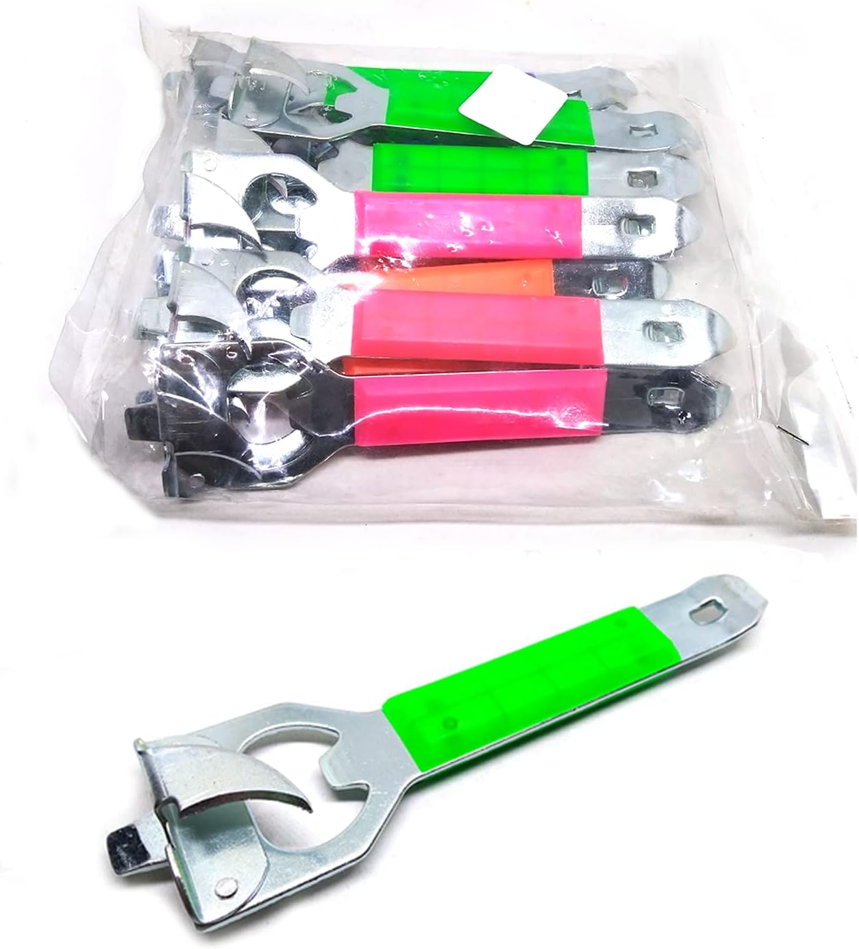 Mooninja Set 12 Pcs Manual Camping Can Opener Heavy Duty Stainless Steel Compact Small Pocket Military Survival Kitchen Tool For Can ฺBottle Beer Soda Milk Tin (Random Color)