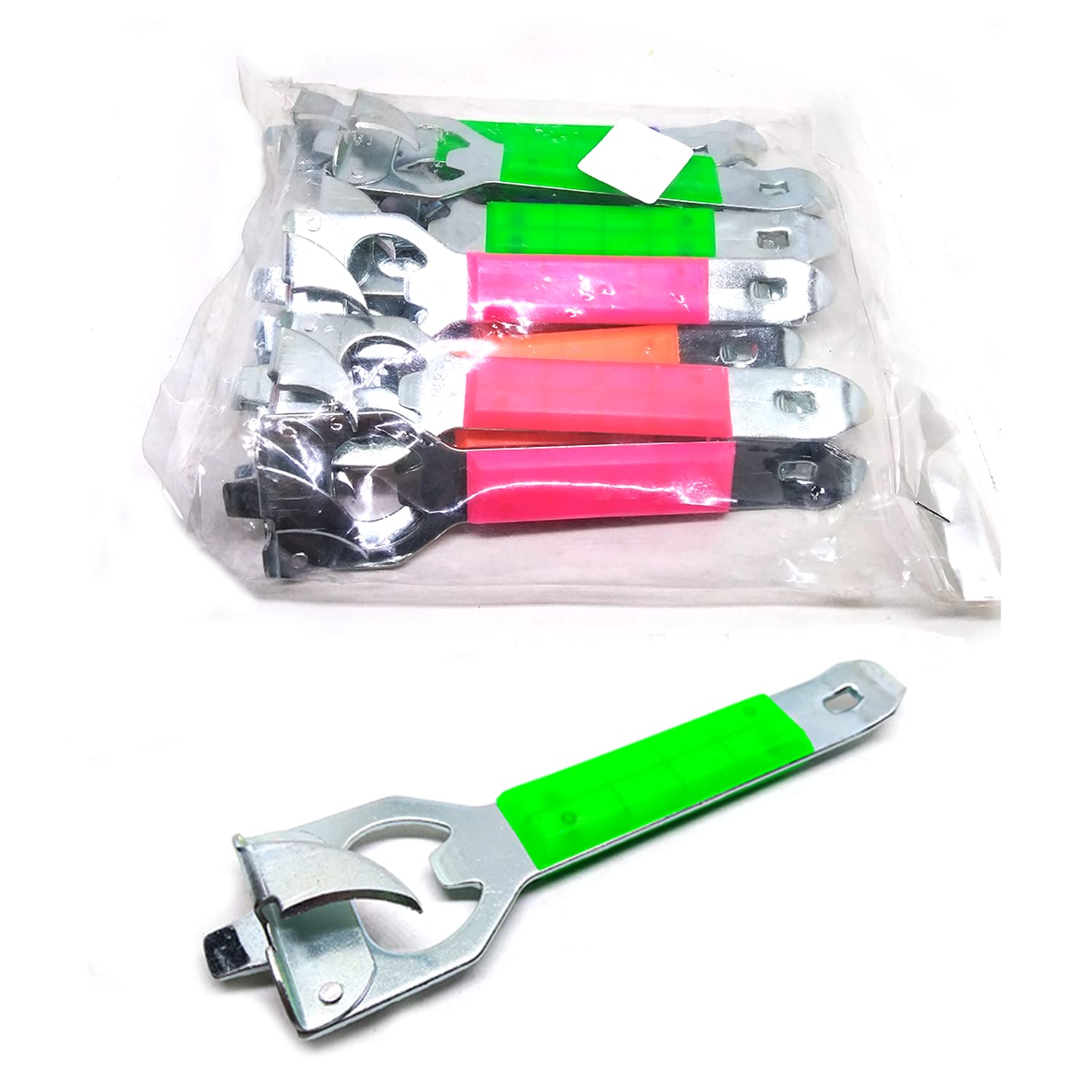 Mooninja Set 12 Pcs Manual Camping Can Opener Heavy Duty Stainless Steel Compact Small Pocket Military Survival Kitchen Tool For Can ?Bottle Beer Soda Milk Tin (Random Color)