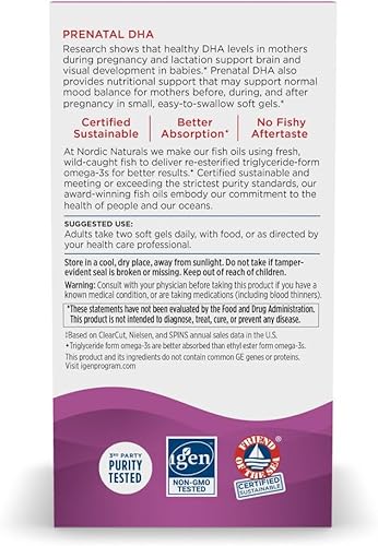 Miniatura 11 de Nordic Naturals Prenatal DHA, apoya el desarrollo cerebral en bebés durante el embarazo y la lactancia, sin sabor, RUS-01748, Fresa, 1