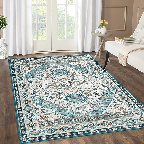 LuxFocus Orientteppich für Wohnzimmer Teppich für Innenbreich Waschbare rutschfeste Bodenmatte...