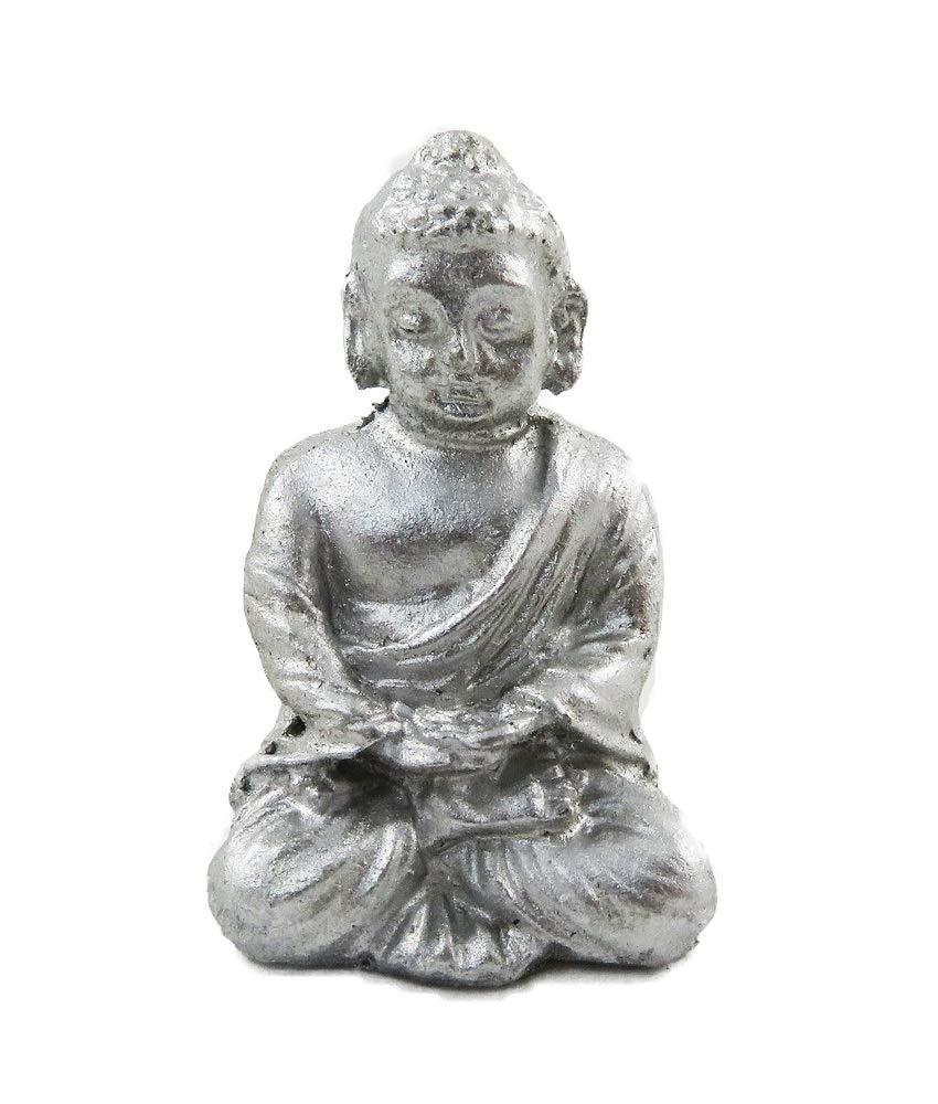 Melody Jane Dollhouse Buddha Statue - 1:12 Scale Silver Miniature Living Room Decor