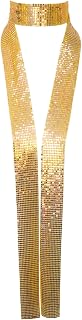 Metal Sequin Ties for Women Long Skinny Scarves, Sparkly Glitter Scarf Necktie Belt for Party Prom Wedding Daily