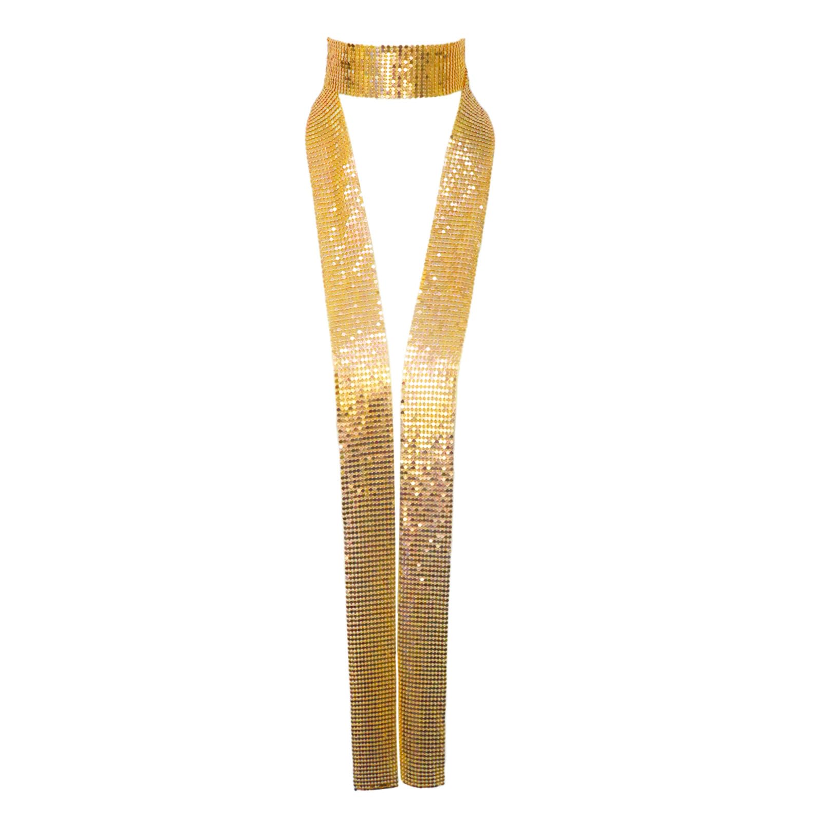 Metal Sequin Ties for Women Long Skinny Scarves, Sparkly Glitter Scarf Necktie Belt for Party Prom Wedding Daily