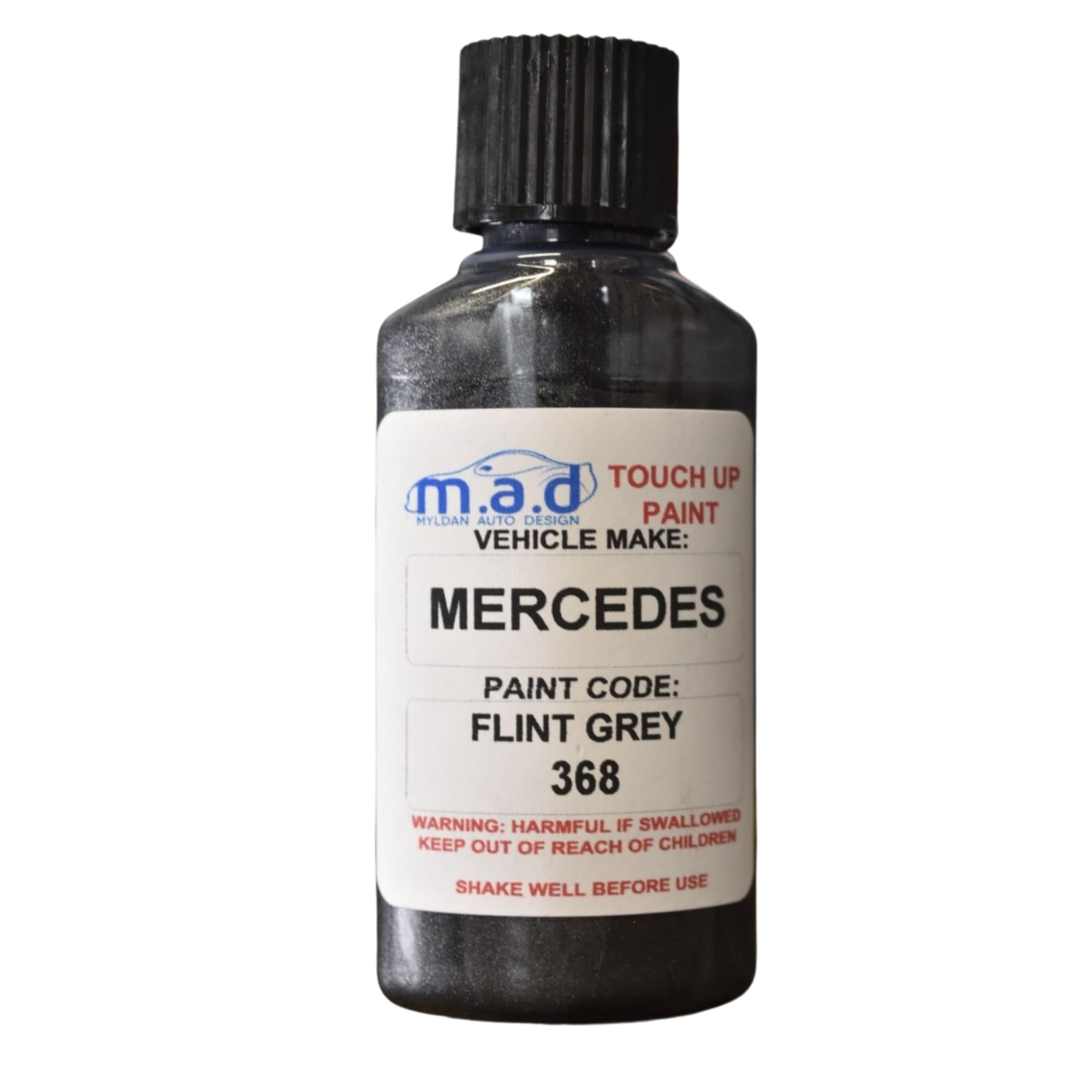 M.a.d Myldan Auto Design Grey Touch Up Paint Compatible With Mercedes Benz Flint 368-30Ml Kit, Gloss Finish With Built-In Brush - Made With Helios Paint