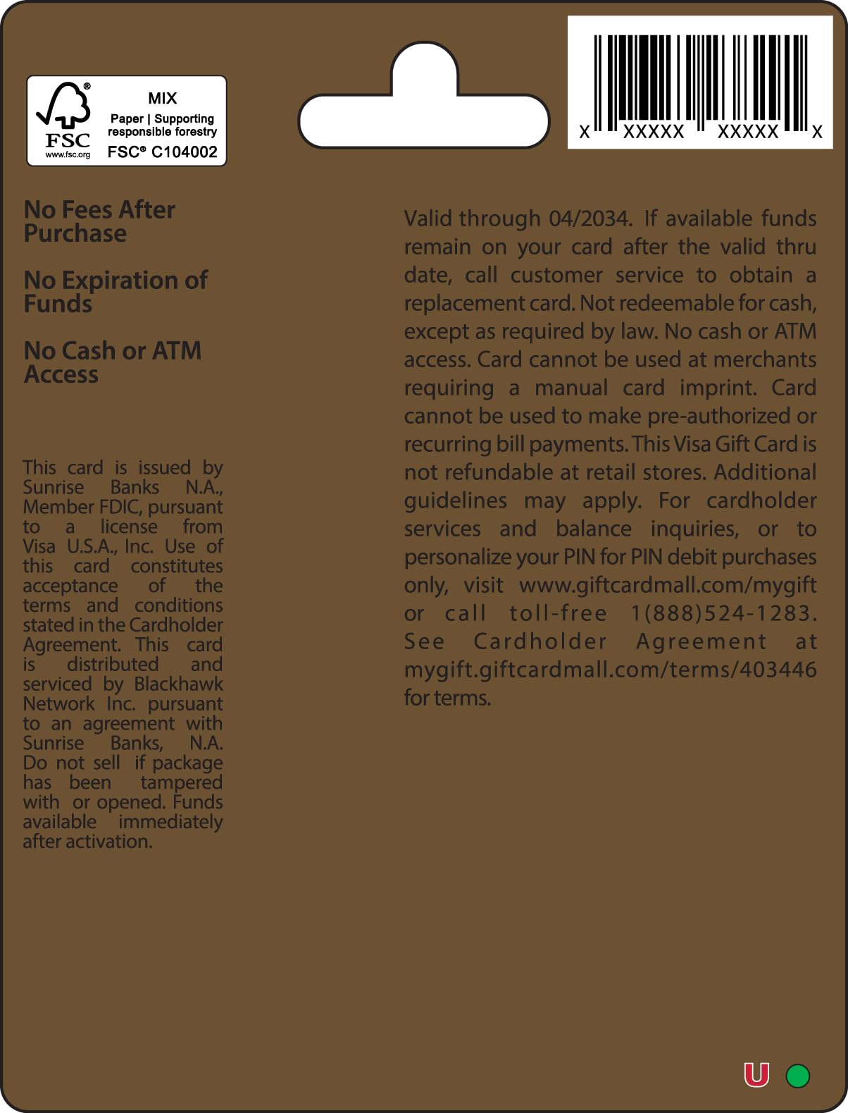 Visa $100 Gift Card (plus $5.95 Purchase Fee)