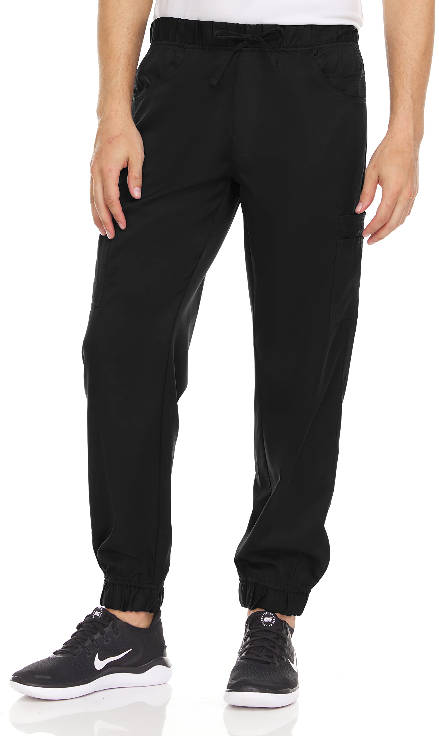 MediChic Mens Scrubs Stretch Scrub Joggers Pants with Six Pockets, Available in Over Eight Colors Black