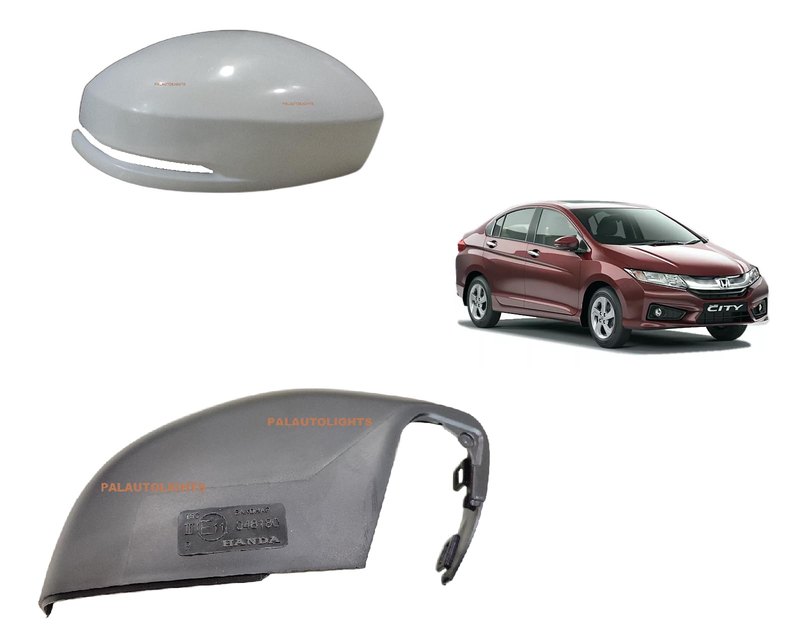 Side Mirror Lower and Upper Cover Cap with indicator space cut compatible with Honda City (Launch Year:2014-2019)-Right/Driver Side