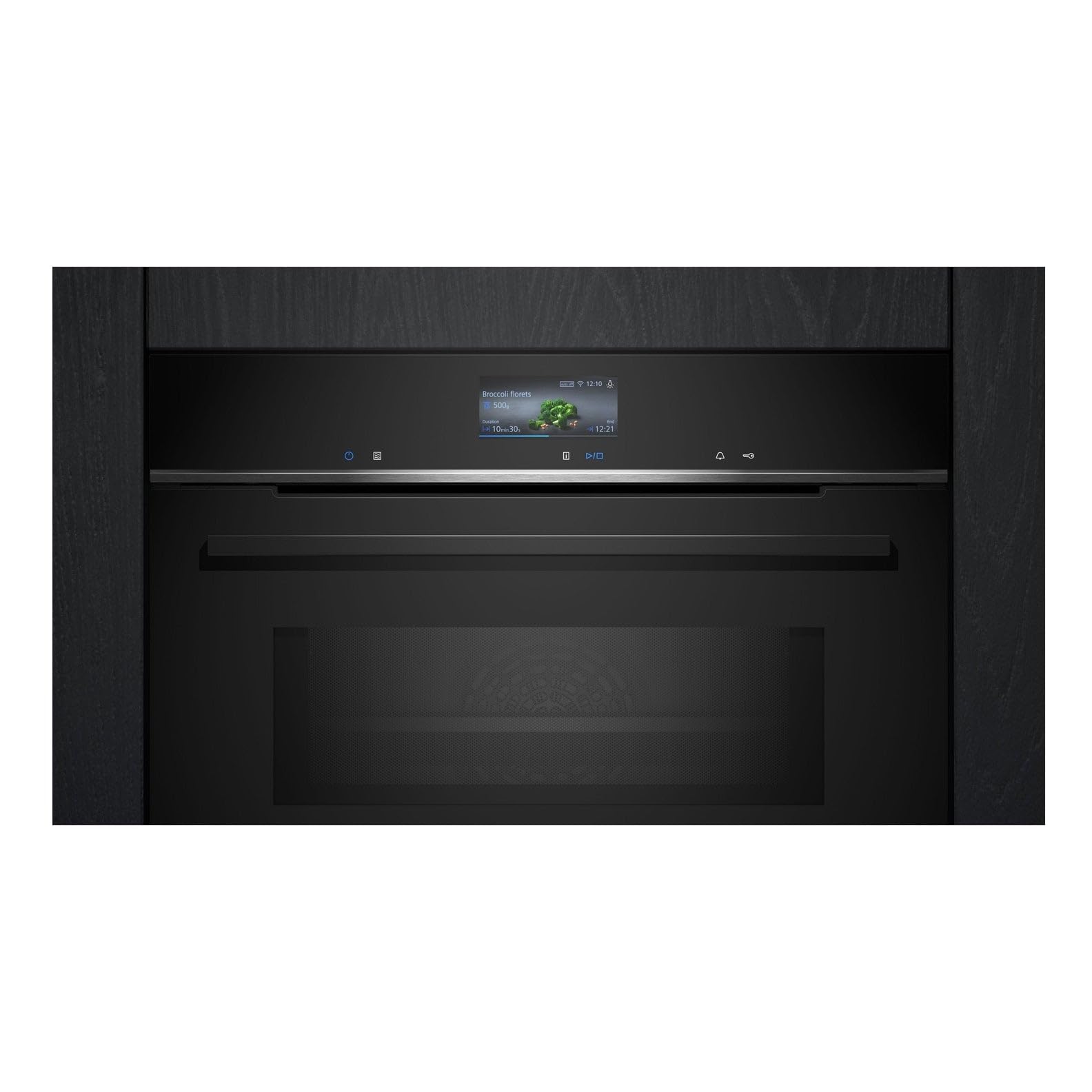 Siemens HM776GKB1 iQ700 - Forno da incasso intelligente con funzione microonde, 60 x 60 cm, 800 W, prodotto in Germania, nero, activeClean & humidClean autopulente, Air Fry, cookControl, touch screen
