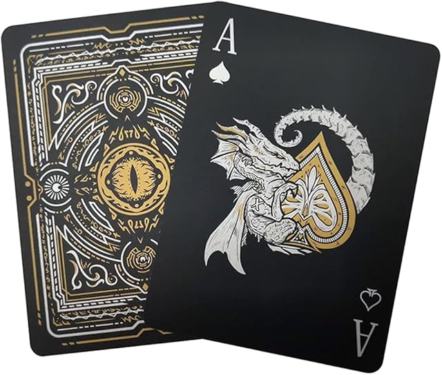 ACELION Waterproof Plastic Playing Cards, Deck of Cards, Gift Poker Cards (Black Dragon)