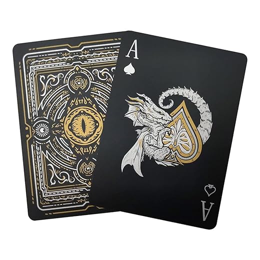 ACELION wasserdichte Spielkarten, Plastik Pokerkarten, Poker Karten Set, Playing Cards (Black Dragon)