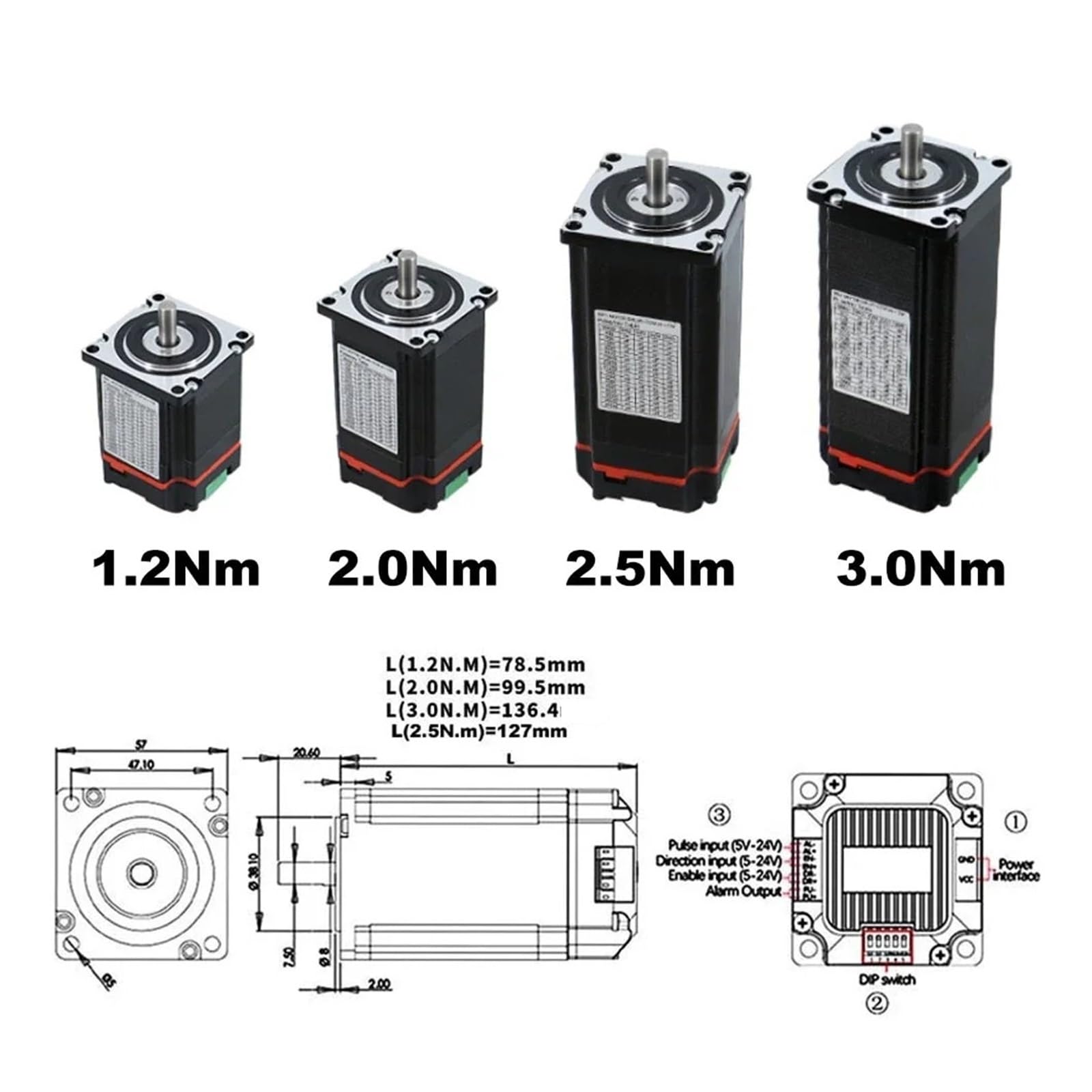 Servomotor Nema23 24VDC Motortreiber All-in-One integrierter Closed-Loop-Schrittmotor mit Encoder Hybrid-Servomotor for Halbleiter(2.5 Nm Motor Driver)