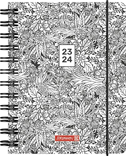 BRUNNEN Zenart daily calendar 2023/2024 A6 black/white 1 page = 1 day, Sat + Sun. on one page