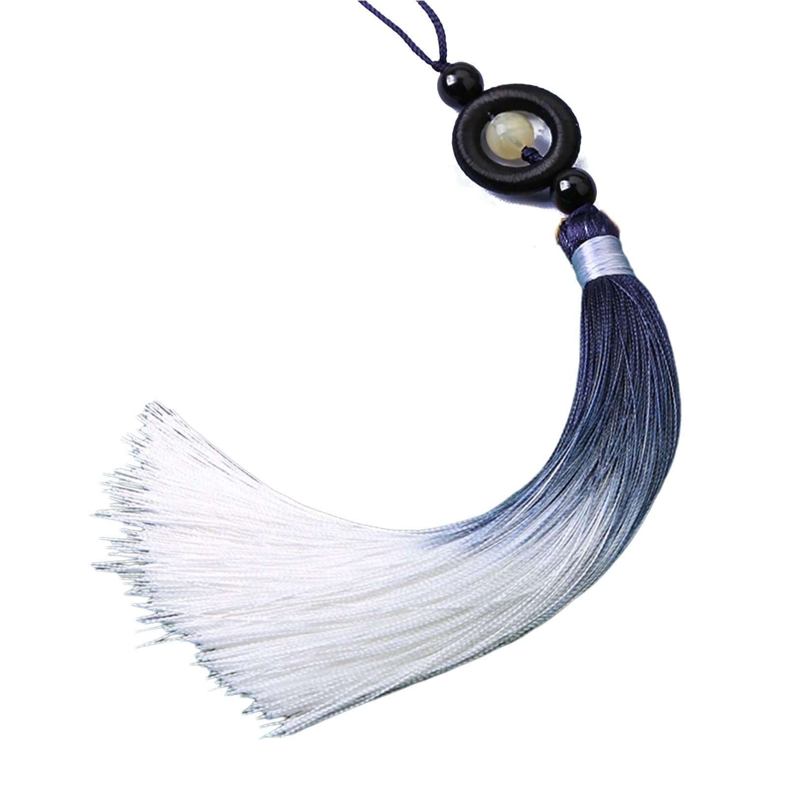 Slxlyh White Elegant Polyester Taiji Swords Tassels For Martial Arts And Cultural Decoration Decorative Luck Beads Fringe Pendant(White)