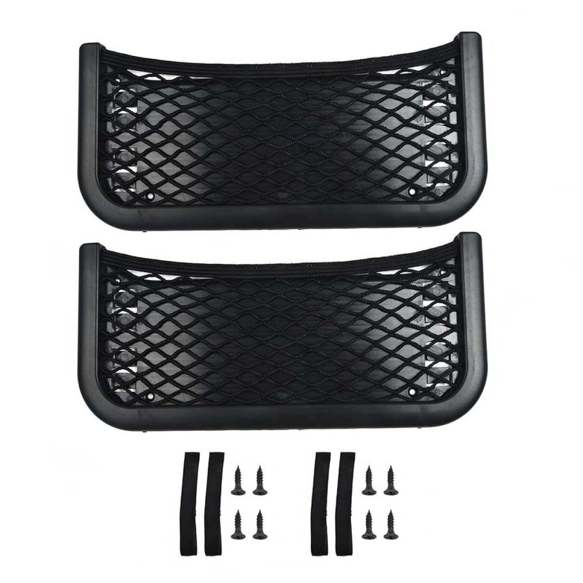 RANRAO 4 redes de almacenamiento de carga para autocaravana, caravana, caravana, organizador de 252 x 120 mm, organizador de red de almacenamiento para coche, redes de malla negra, nailon elástico