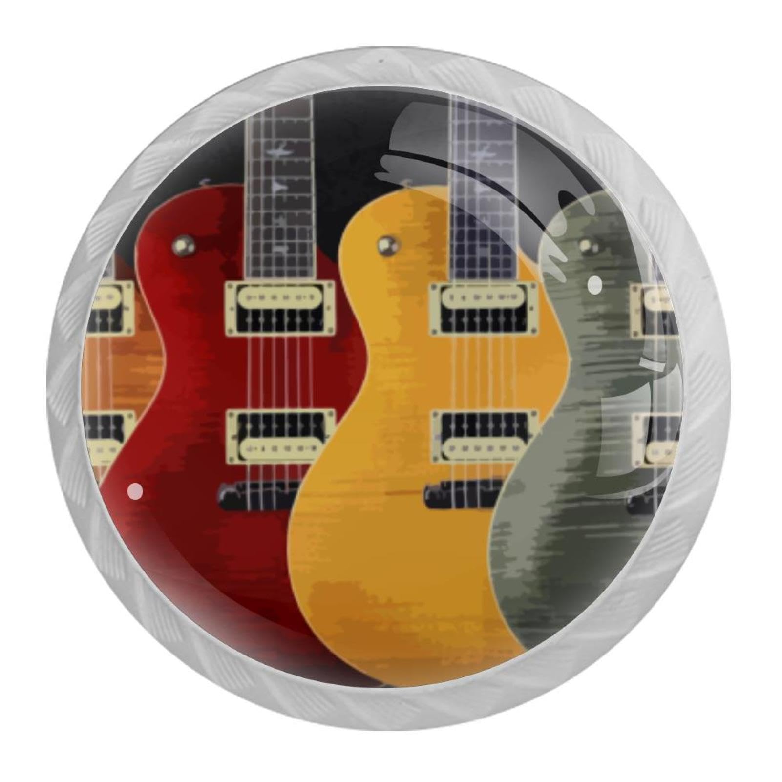 Tqmspg Multi05 4 Pieces Drawer Pulls Guitars Door Knobs Dresser Handles For Kitchen Wardrobe Cupboard Hardware Furniture