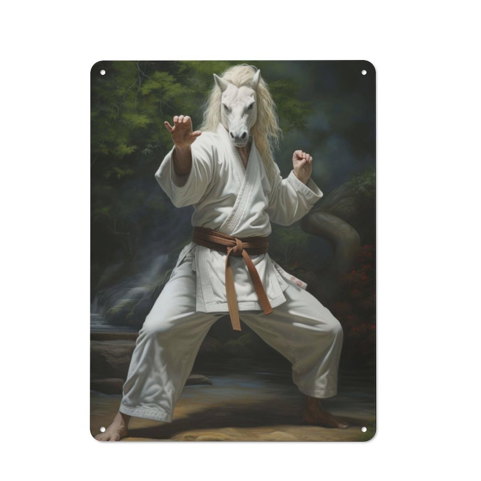 Junmoney Karate Horse Tin Sign 40X30cm With For Pub Or Café, Retro-Style Decor, Suited To Café Interior Fans