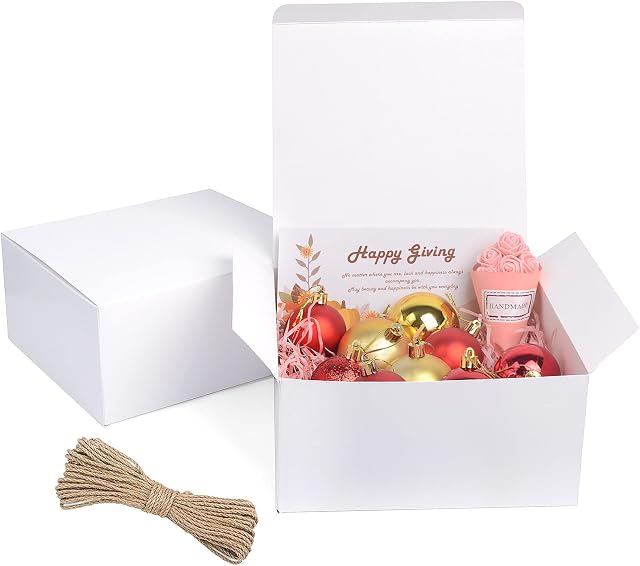 20x20x10cm White Gift Boxes With Lids for Empty Box, TivsiVer 12Pcs Presents Boxes for for Gifts, Paper Wedding Favor Boxes,Birthday Gift Box Bulk, Party Favor Boxes